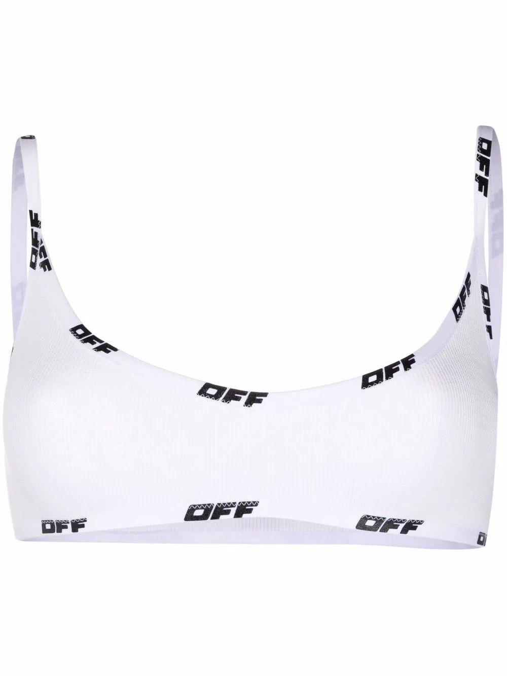 Off White Logo Tape Detail Ribbed Bralette